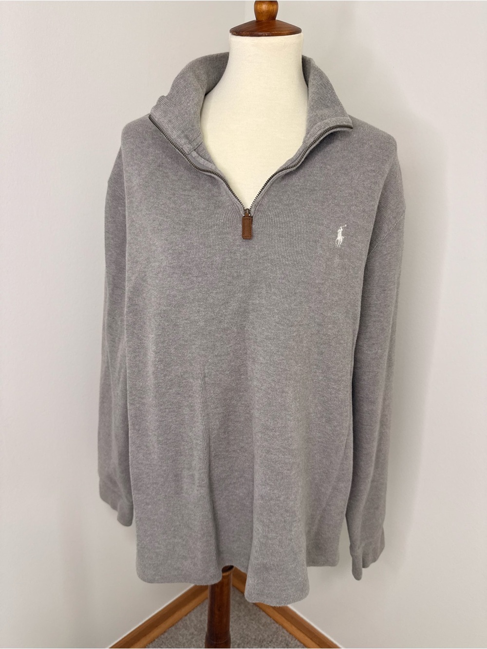 Ralph Lauren Men’s Gray Half-Zip Polo Sweater